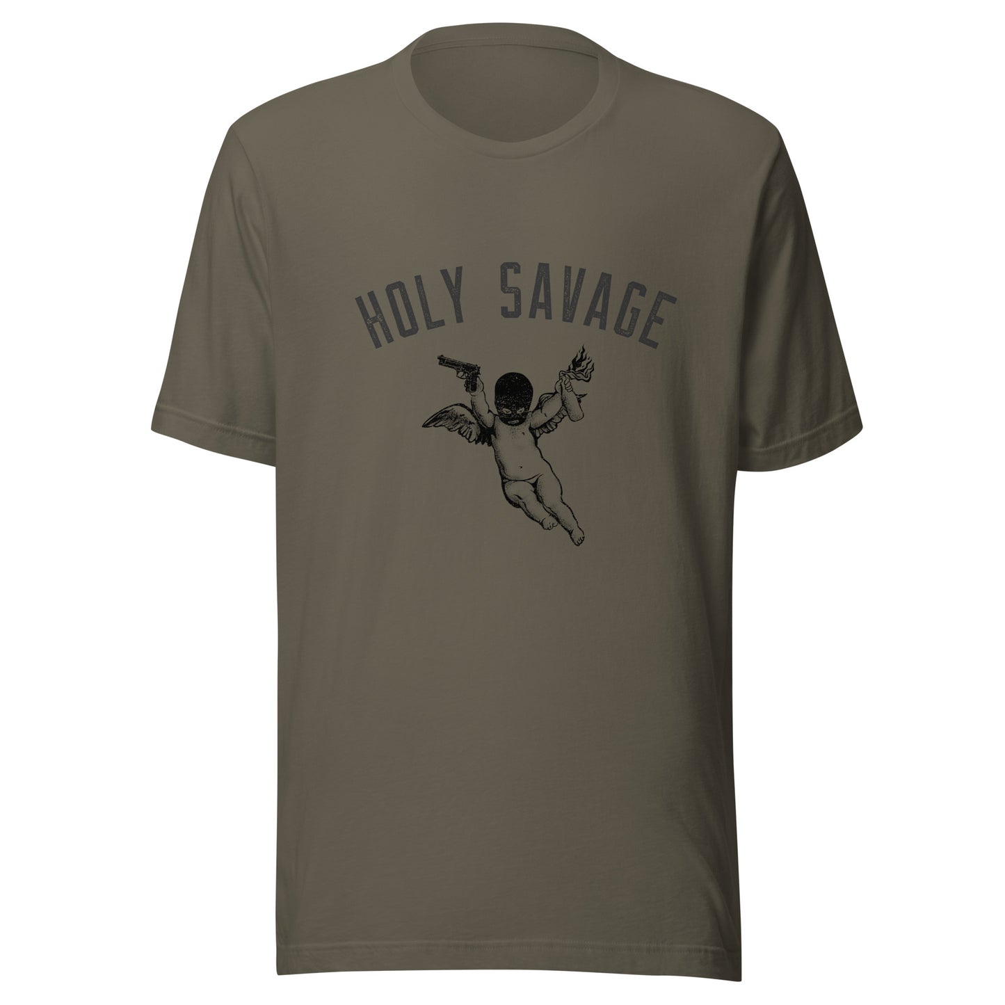 Quality Jersey T-shirt - Black Holy Savage Design