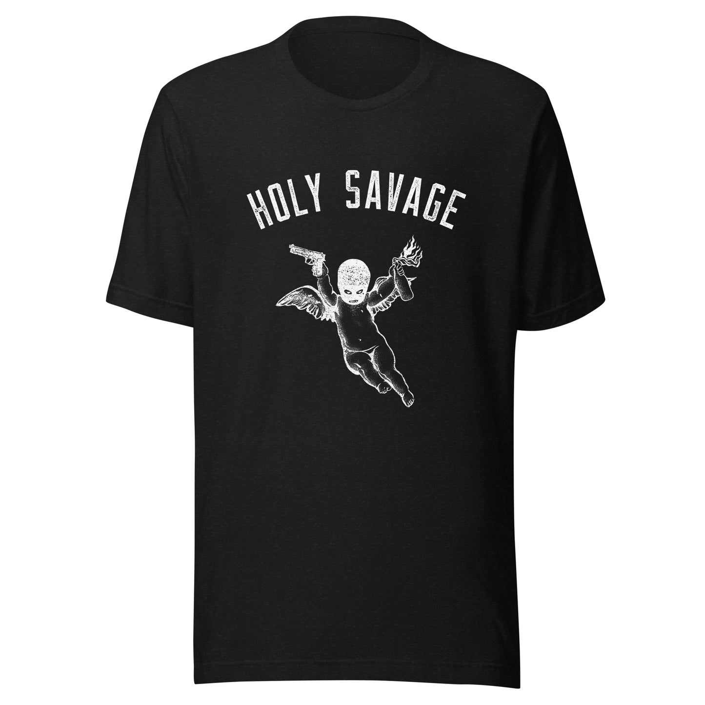 Quality Jersey T-shirt - White Holy Savage Graphic