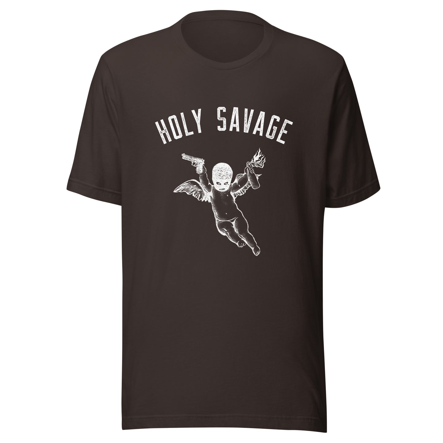 Quality Jersey T-shirt - White Holy Savage Graphic