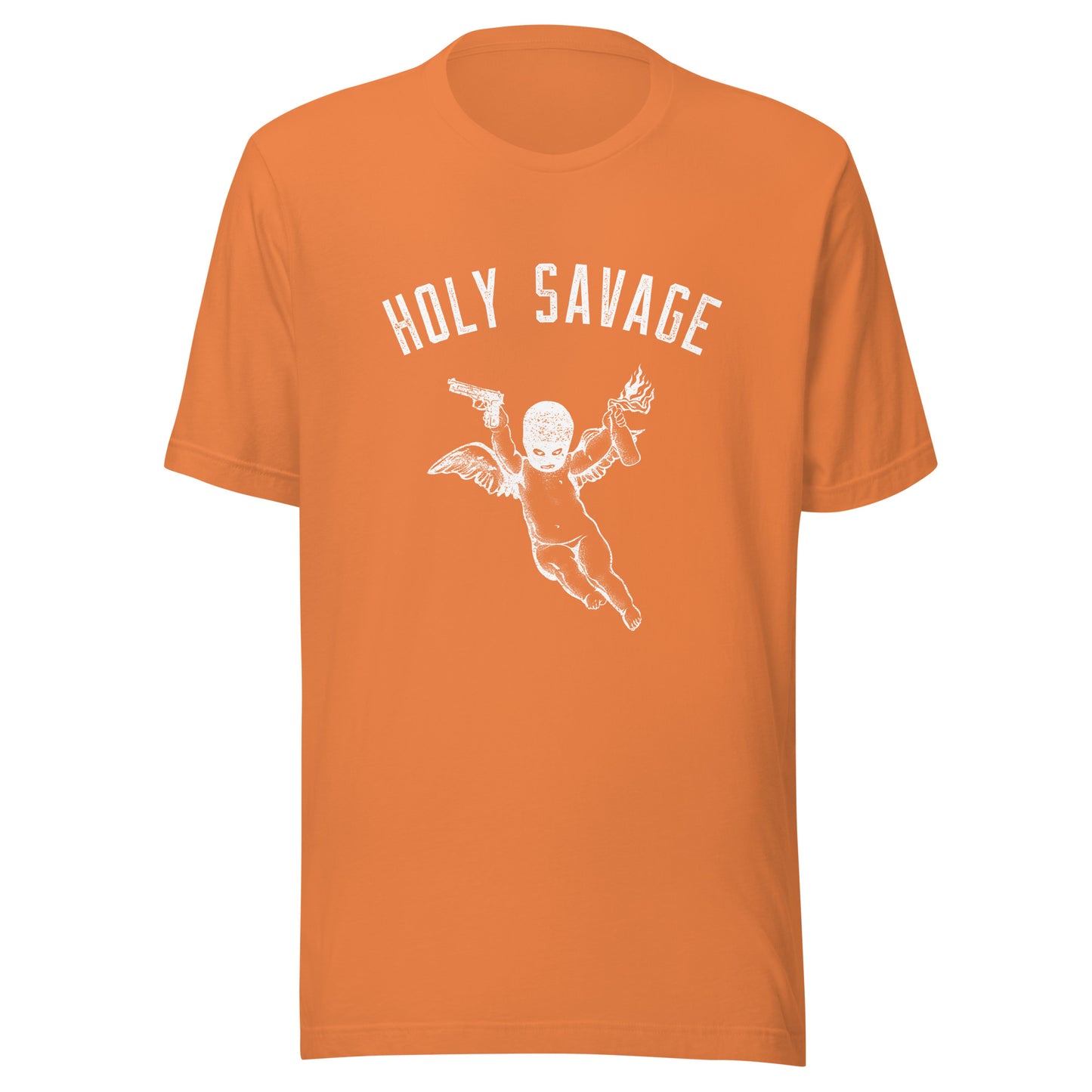 Quality Jersey T-shirt - White Holy Savage Graphic