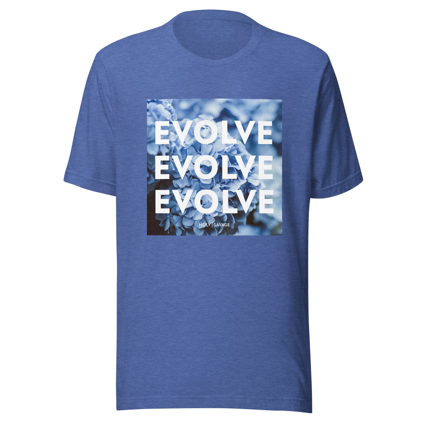 Evolve Blue Flowers Unisex Quality Jersey t-shirt - Holy Savage