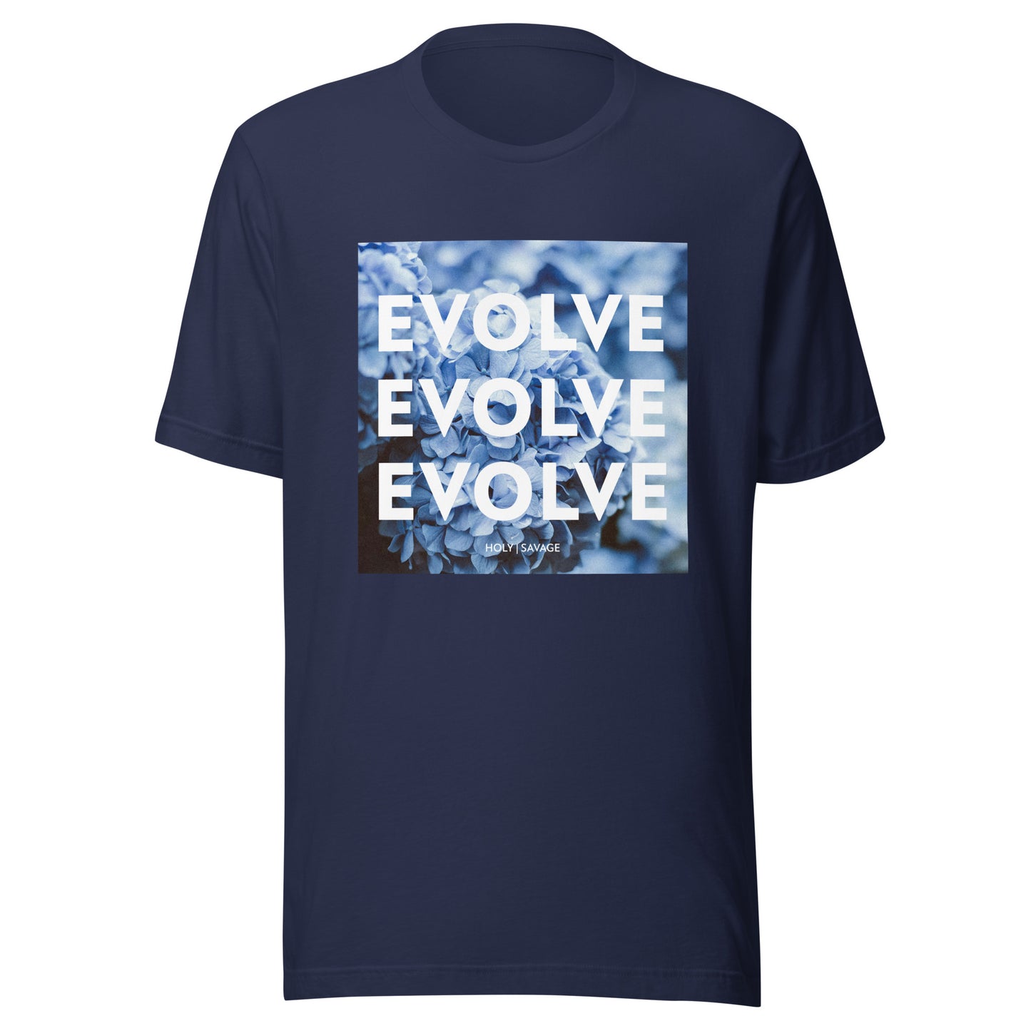 Evolve Blue Flowers Unisex Quality Jersey t-shirt - Holy Savage