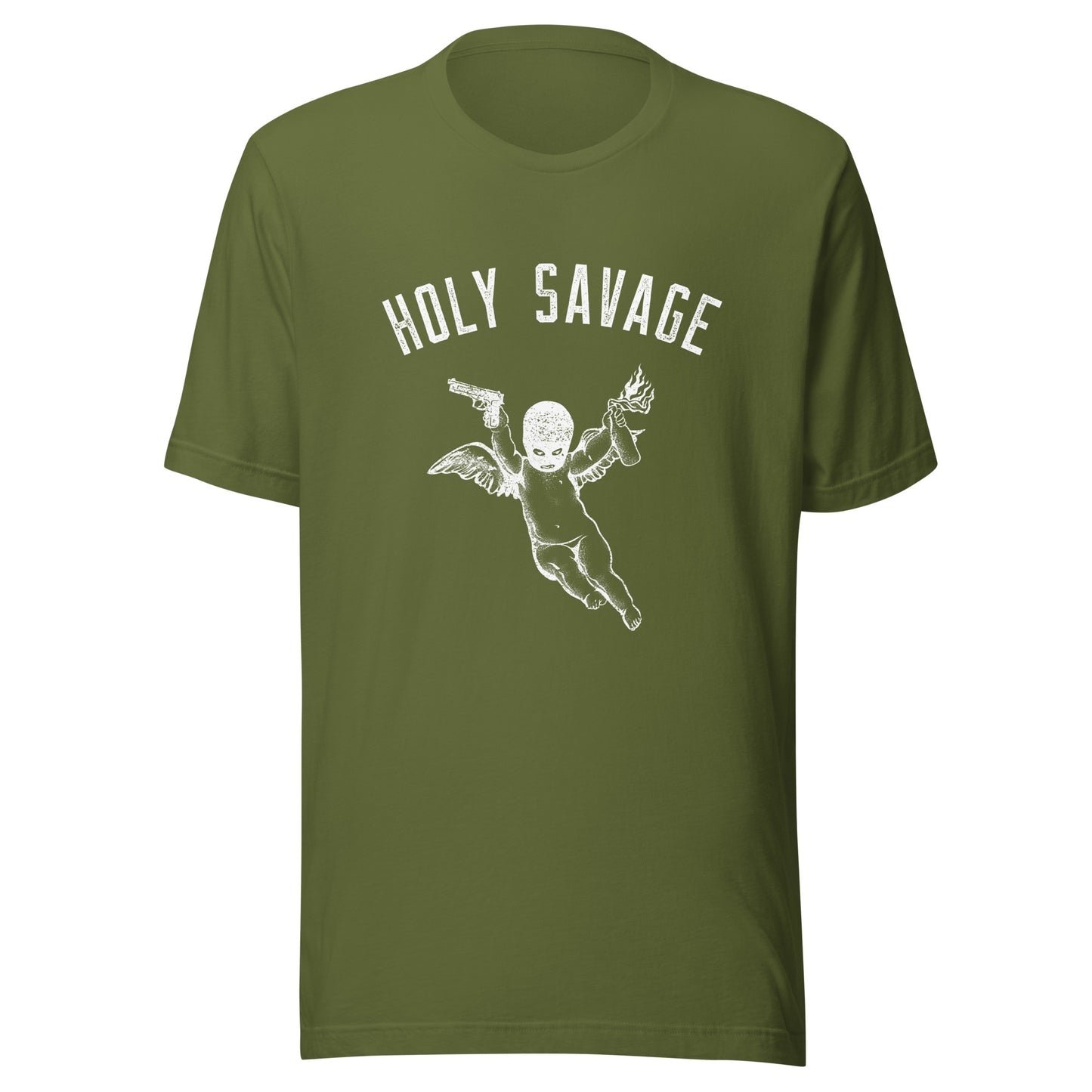 Quality Jersey T-shirt - White Holy Savage Graphic