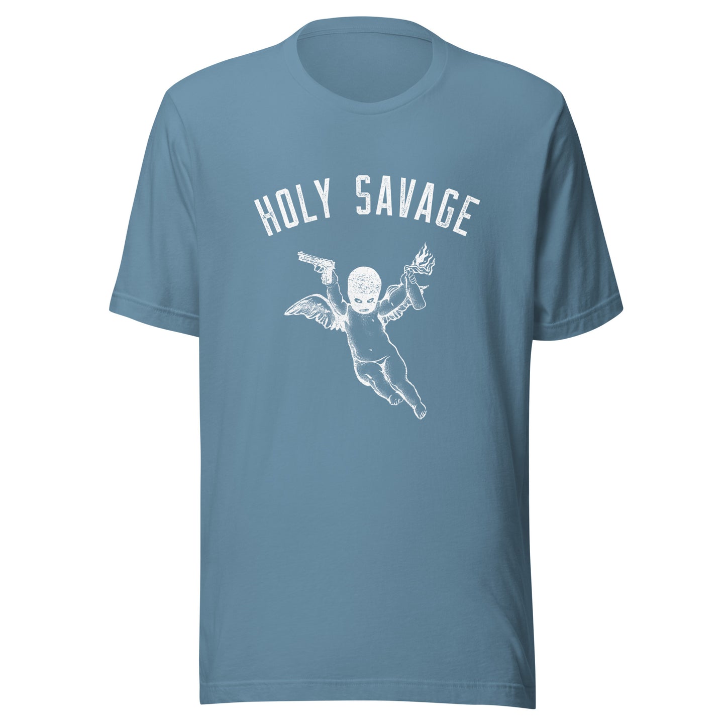 Quality Jersey T-shirt - White Holy Savage Graphic