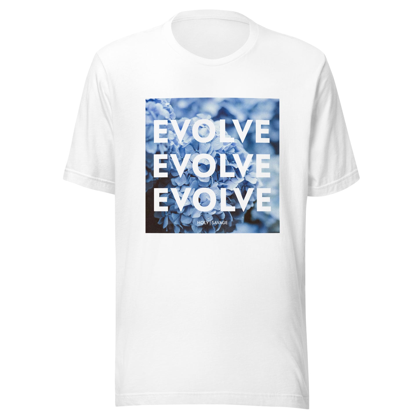 Evolve Blue Flowers Unisex Quality Jersey t-shirt - Holy Savage